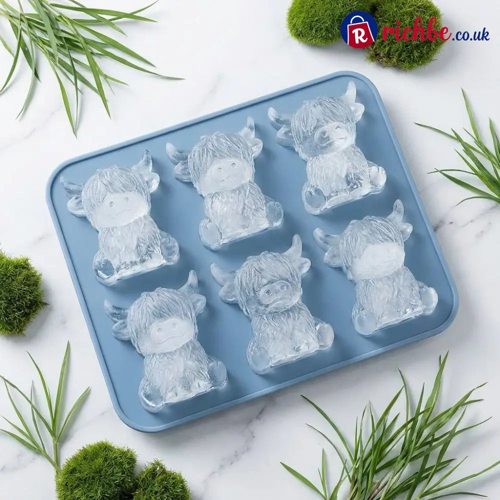 🐮 Mini Highland Cow Ice Cube Mold – Cute 3D Ice for Drinks Parties & Gifts
