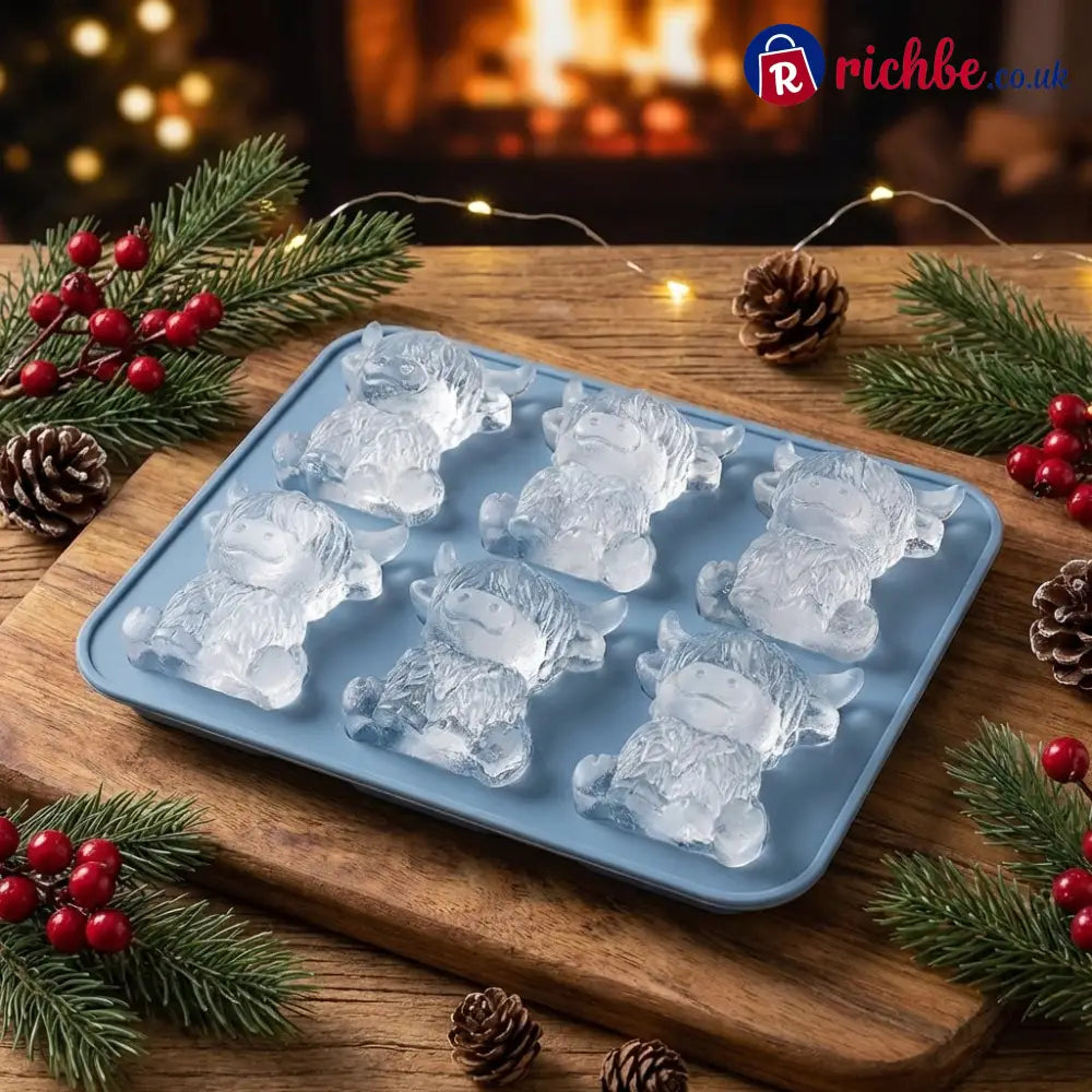 🐮 Mini Highland Cow Ice Cube Mold – Cute 3D Ice for Drinks Parties & Gifts