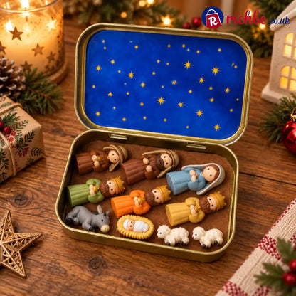 ✝️ Mini Nativity Scene Keepsake Tin, Pocket-Sized Christmas Holy Family Set