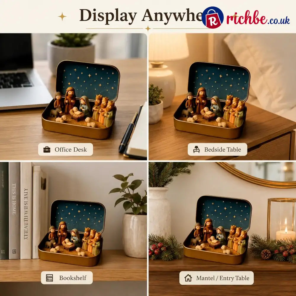 ✝️ Mini Nativity Scene Keepsake Tin, Pocket-Sized Christmas Holy Family Set