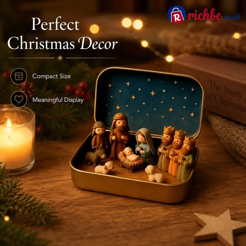 ✝️ Mini Nativity Scene Keepsake Tin, Pocket-Sized Christmas Holy Family Set