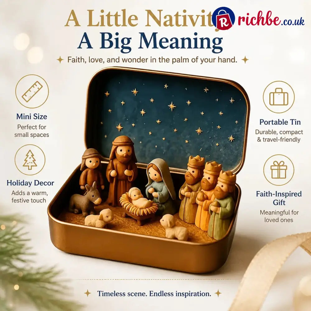 ✝️ Mini Nativity Scene Keepsake Tin, Pocket-Sized Christmas Holy Family Set