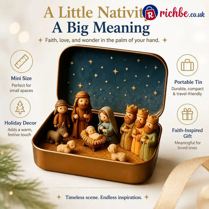 ✝️ Mini Nativity Scene Keepsake Tin, Pocket-Sized Christmas Holy Family Set