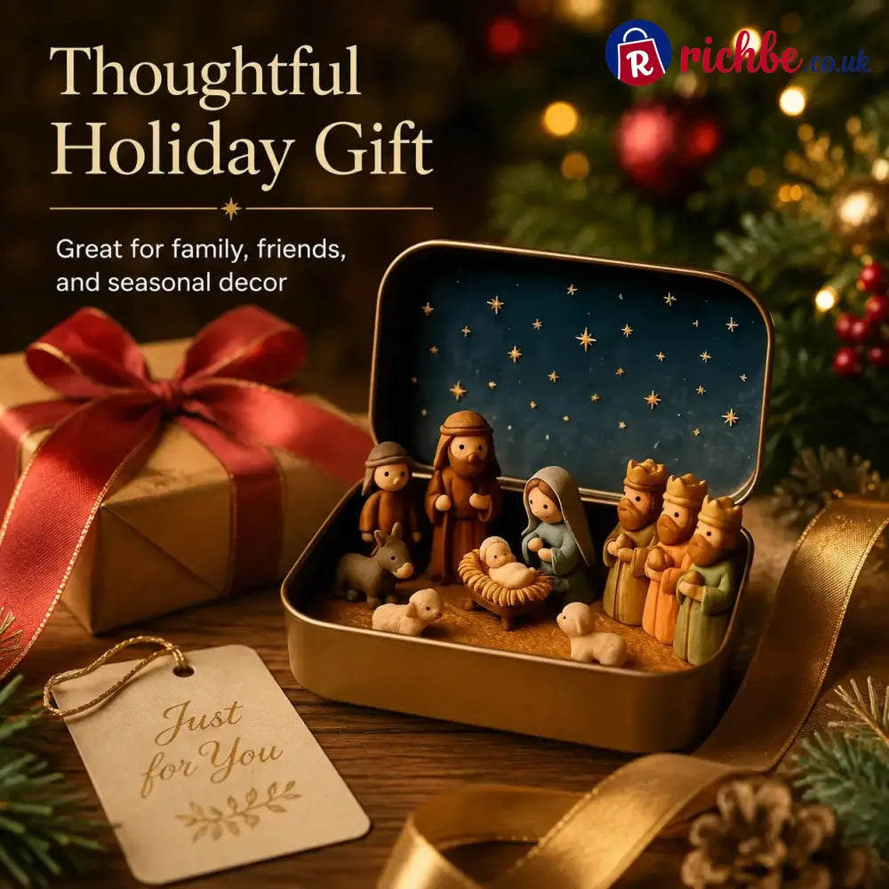 ✝️ Mini Nativity Scene Keepsake Tin, Pocket-Sized Christmas Holy Family Set