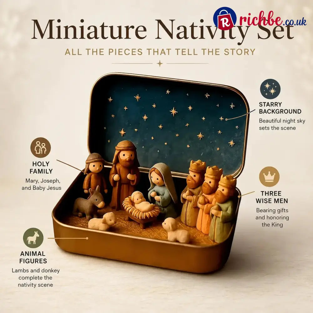 ✝️ Mini Nativity Scene Keepsake Tin, Pocket-Sized Christmas Holy Family Set
