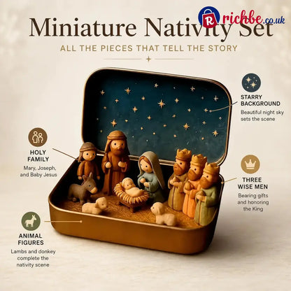 ✝️ Mini Nativity Scene Keepsake Tin, Pocket-Sized Christmas Holy Family Set