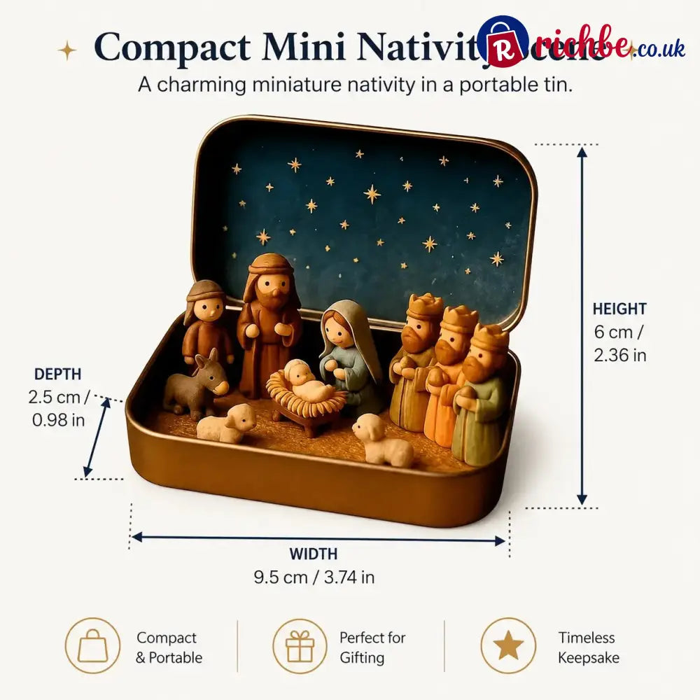 ✝️ Mini Nativity Scene Keepsake Tin, Pocket-Sized Christmas Holy Family Set