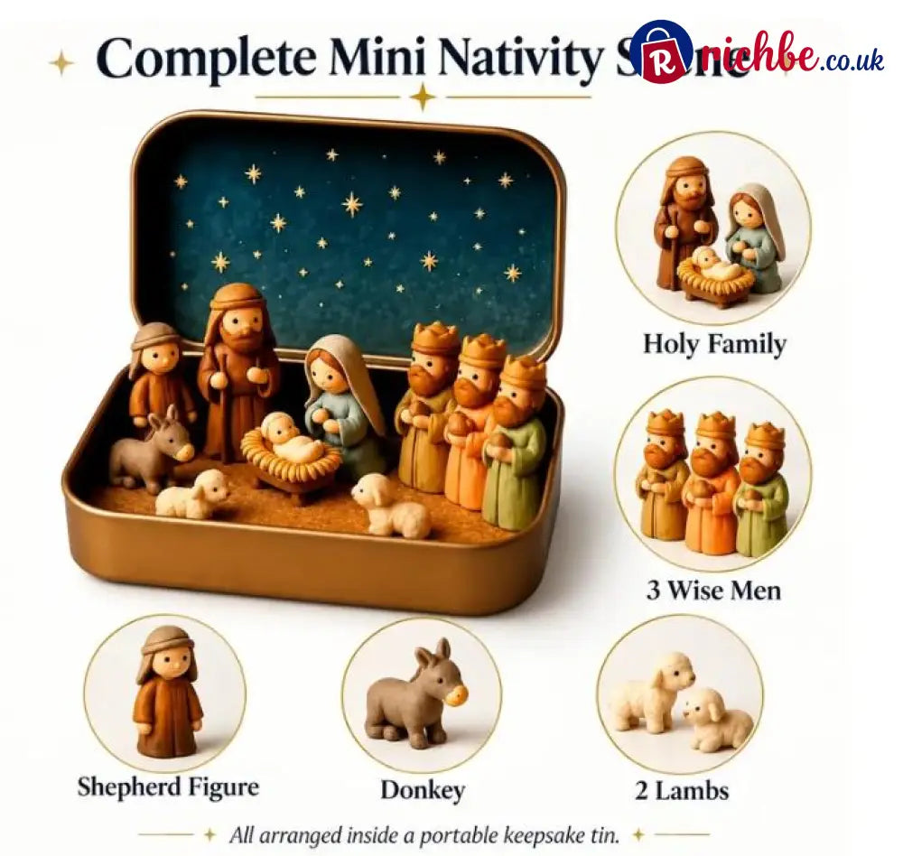 ✝️ Mini Nativity Scene Keepsake Tin, Pocket-Sized Christmas Holy Family Set