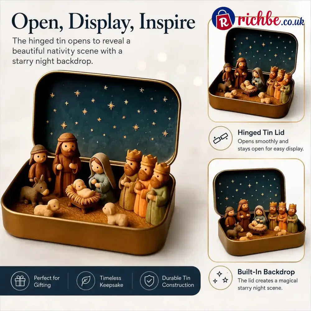 ✝️ Mini Nativity Scene Keepsake Tin, Pocket-Sized Christmas Holy Family Set