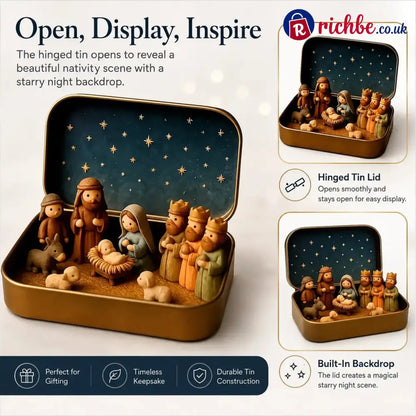 ✝️ Mini Nativity Scene Keepsake Tin, Pocket-Sized Christmas Holy Family Set