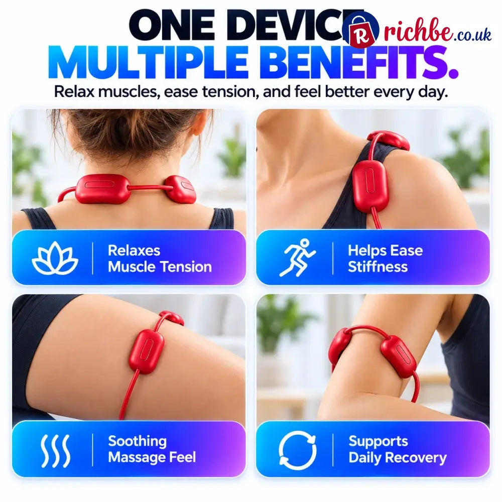 🔥Mini Necklace-Style Neck Massager, 4 Modes 9 Intensity Levels 3 Heat Settings Smart Dual-Pulse Pendant Design💆‍♀️✨
