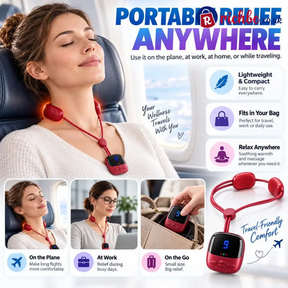 🔥Mini Necklace-Style Neck Massager, 4 Modes 9 Intensity Levels 3 Heat Settings Smart Dual-Pulse Pendant Design💆‍♀️✨