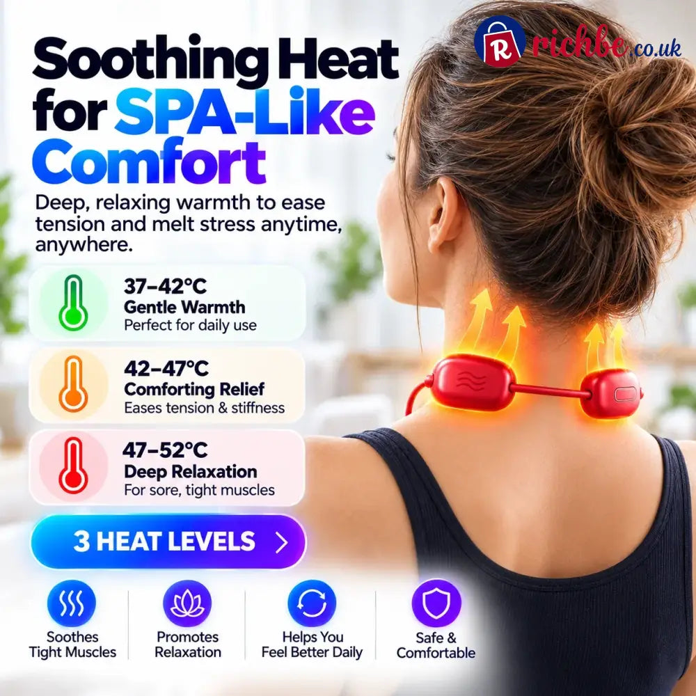 🔥Mini Necklace-Style Neck Massager, 4 Modes 9 Intensity Levels 3 Heat Settings Smart Dual-Pulse Pendant Design💆‍♀️✨