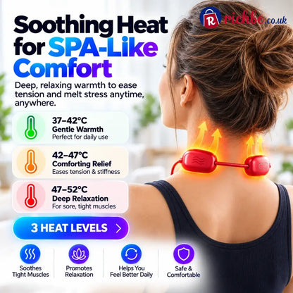 🔥Mini Necklace-Style Neck Massager, 4 Modes 9 Intensity Levels 3 Heat Settings Smart Dual-Pulse Pendant Design💆‍♀️✨
