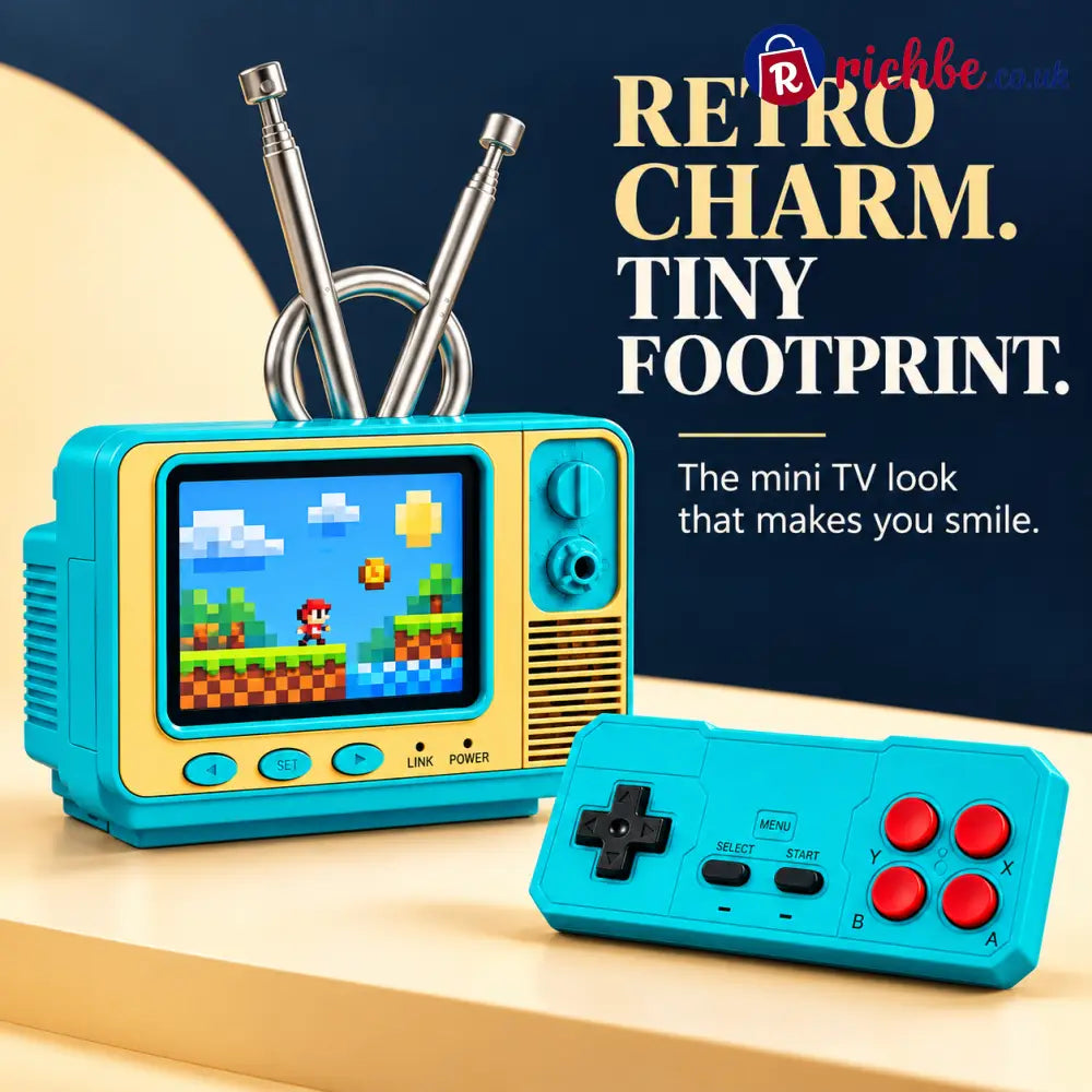 Retro mini TV game console — detail styled image