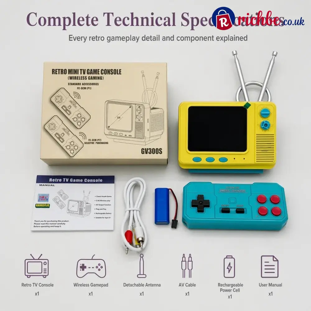 🎮 Mini Retro TV Game Console | 308 Games & Gamepad - Retro Game Console