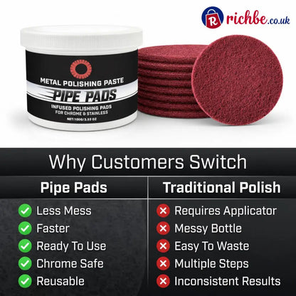 MirrorFinish Pads Remove scratches and oxidation.