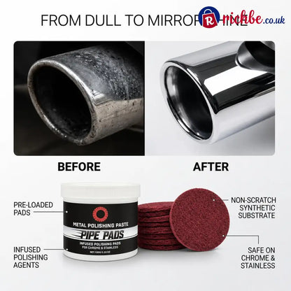 MirrorFinish Pads Remove scratches and oxidation.