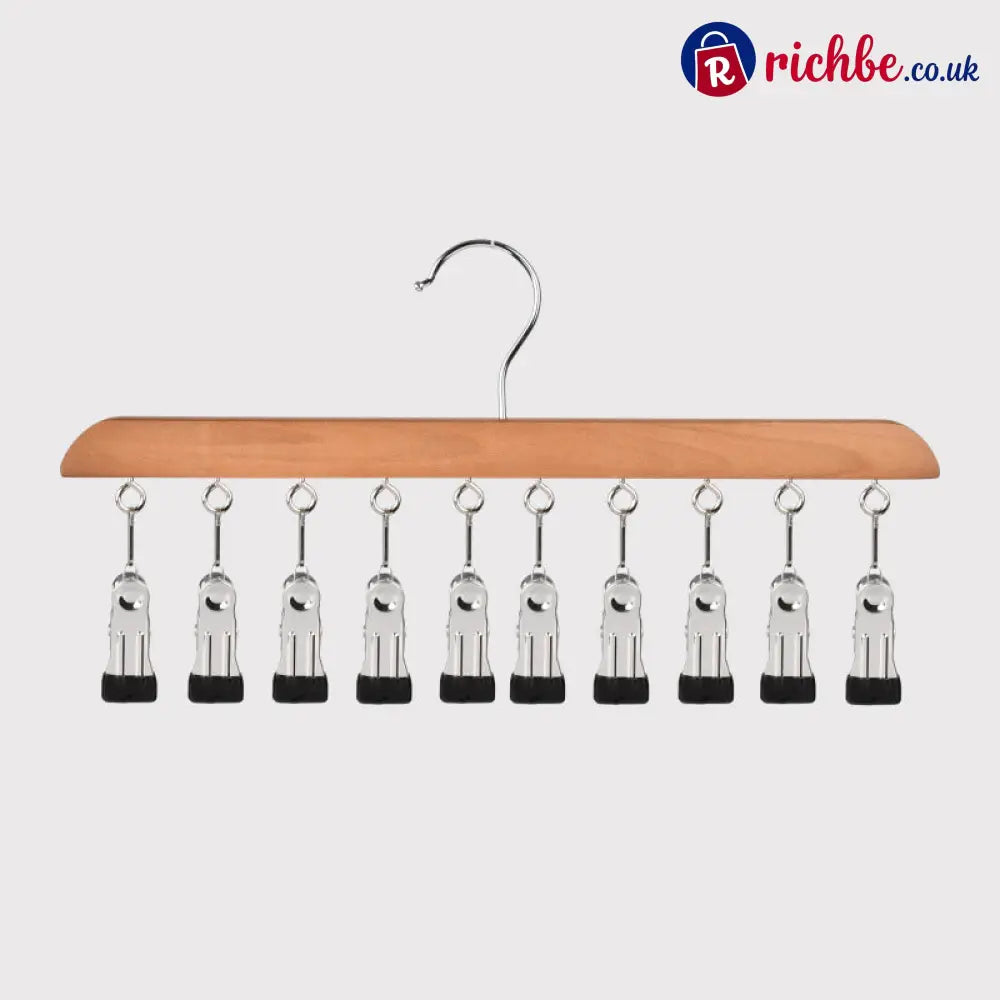 👚 Multi-Clip Wooden Hanger for Closet Organization💕 - Brown / Buy 1 - Houseware & Kitchen