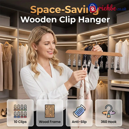 👚 Multi-Clip Wooden Hanger for Closet Organization💕 - Houseware & Kitchen