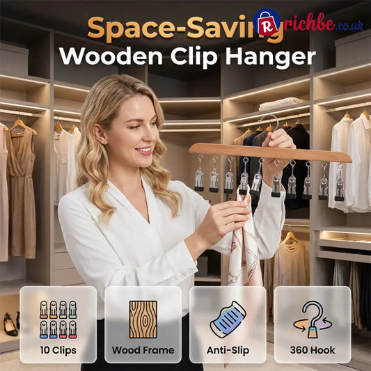 👚 Multi-Clip Wooden Hanger for Closet Organization💕 - Houseware & Kitchen