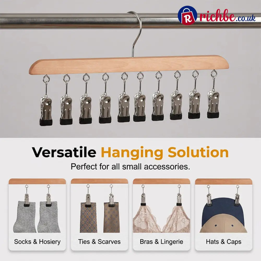 👚 Multi-Clip Wooden Hanger for Closet Organization💕 - Houseware & Kitchen
