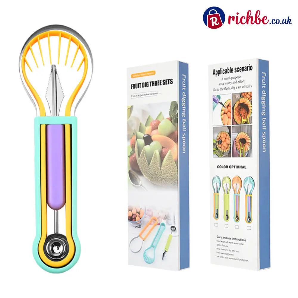 Multi-Functional Fruit Melon Baller Scoop Set 🍈 - Blue-Yellow-Purple / Buy 1 - Hot Sale
