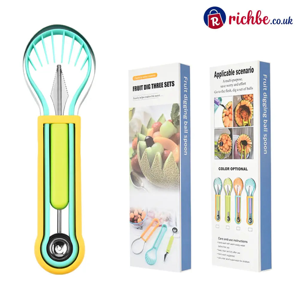 Multi-Functional Fruit Melon Baller Scoop Set 🍈 - Yellow-Blue-Green / Buy 1 - Hot Sale