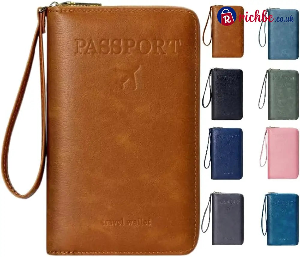 Multi-Functional RFID Passport Wallet - Brown🔥