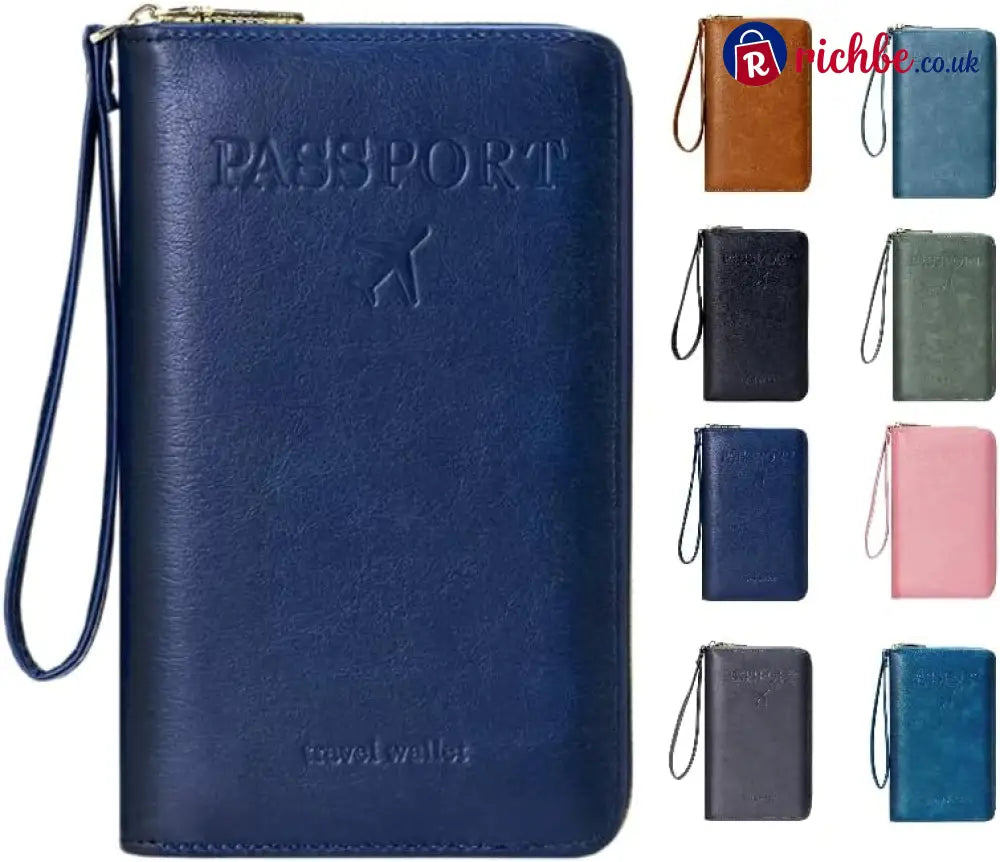 Multi-Functional RFID Passport Wallet - Dark blue