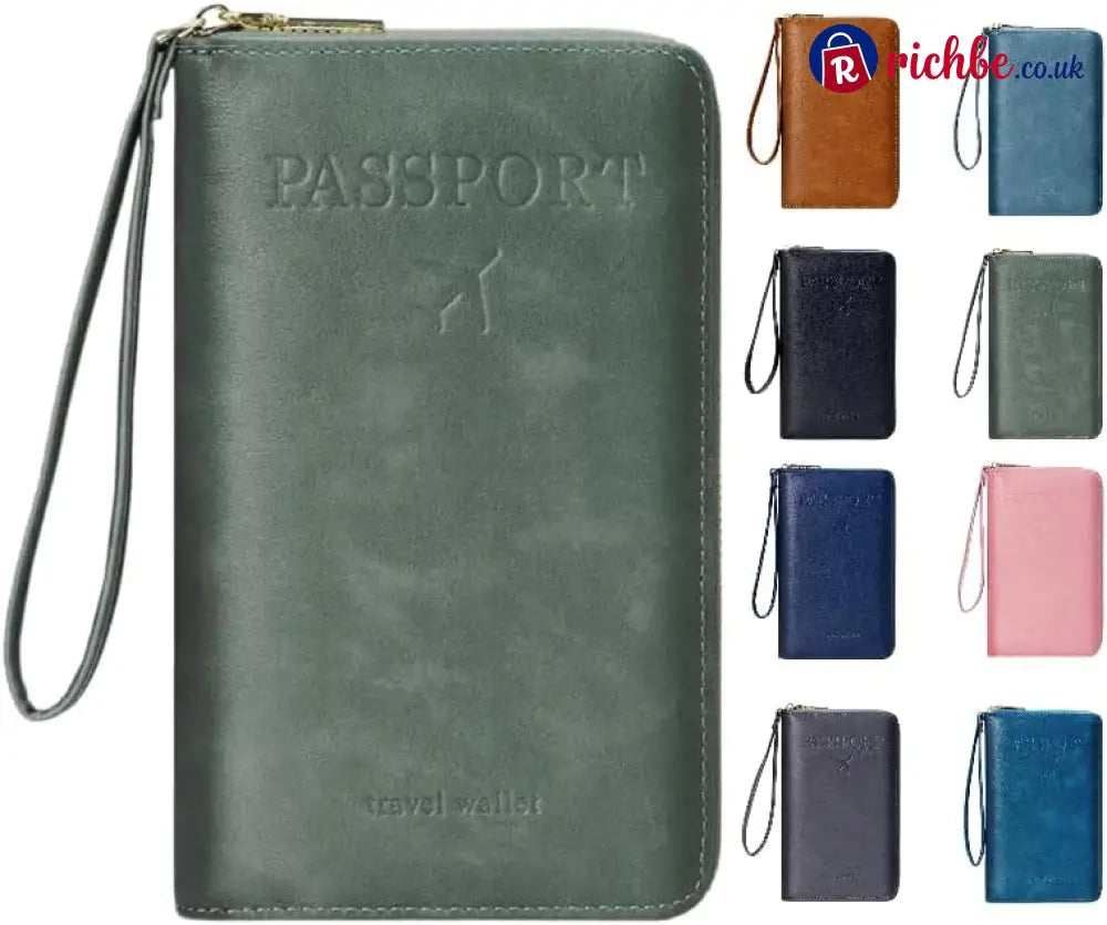 Multi-Functional RFID Passport Wallet - Green