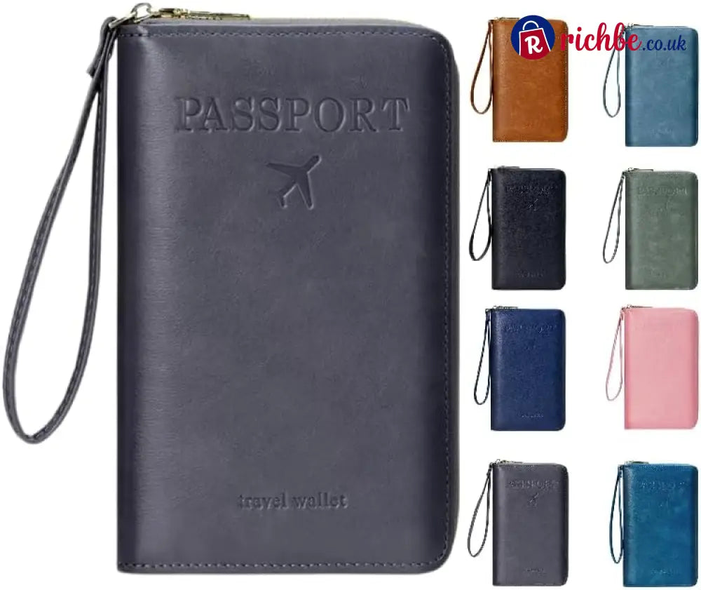 Multi-Functional RFID Passport Wallet - Grey