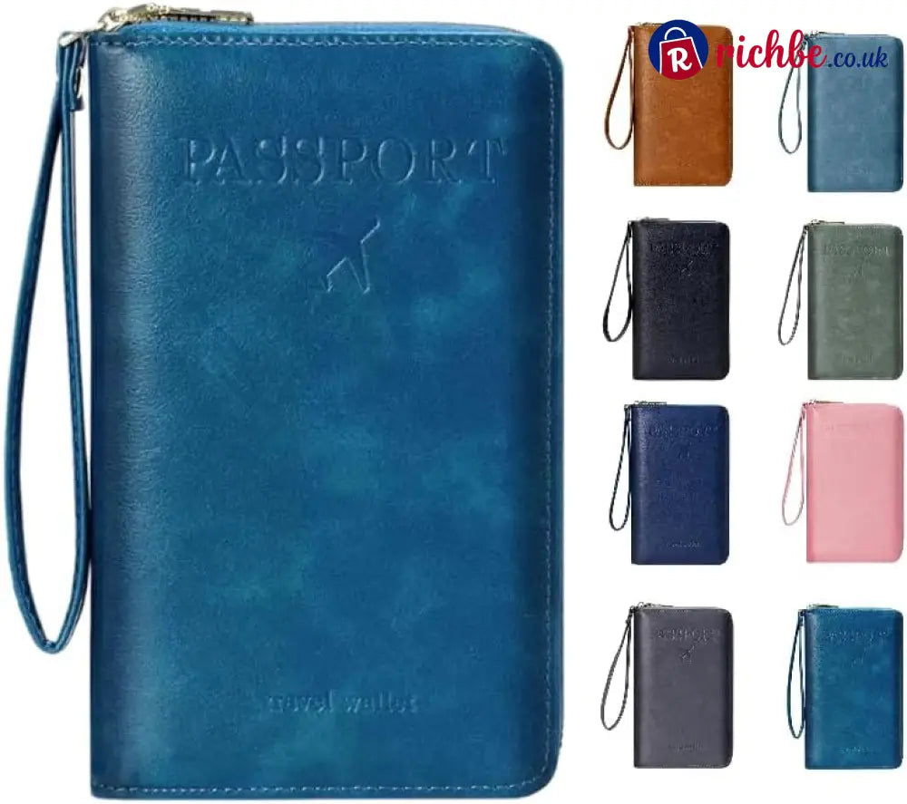 Multi-Functional RFID Passport Wallet - Light Blue