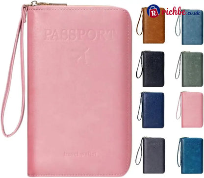 Multi-Functional RFID Passport Wallet - Pink