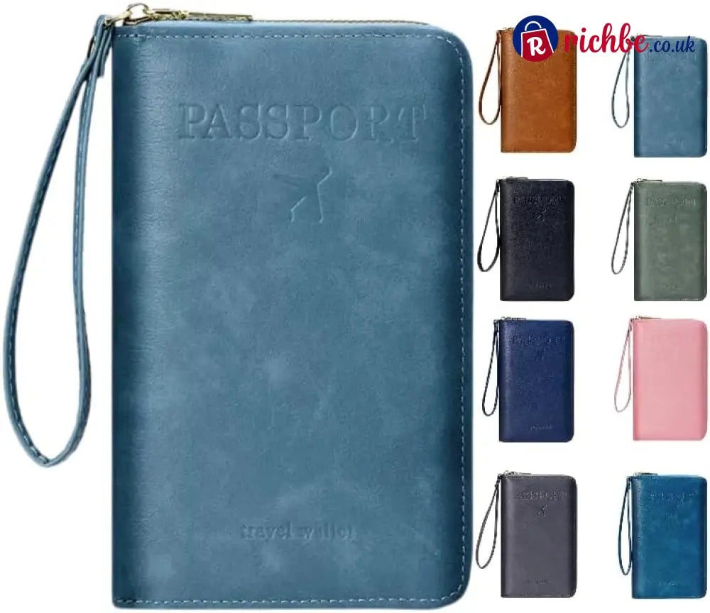 Multi-Functional RFID Passport Wallet - Sky blue