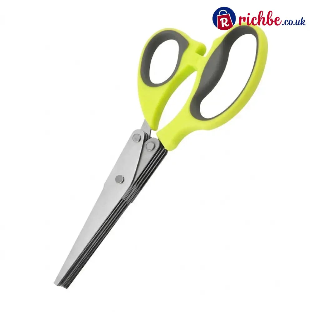 🔥 Multi-Layer Stainless Steel Kitchen Scissors – 5-Blade Herb Cutter with Ergonomic Handle – Ideal for Herbs Scallions