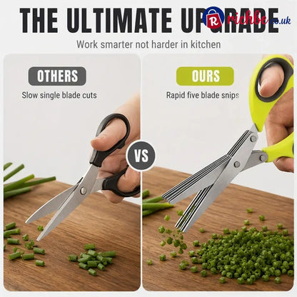 🔥 Multi-Layer Stainless Steel Kitchen Scissors – 5-Blade Herb Cutter with Ergonomic Handle – Ideal for Herbs Scallions