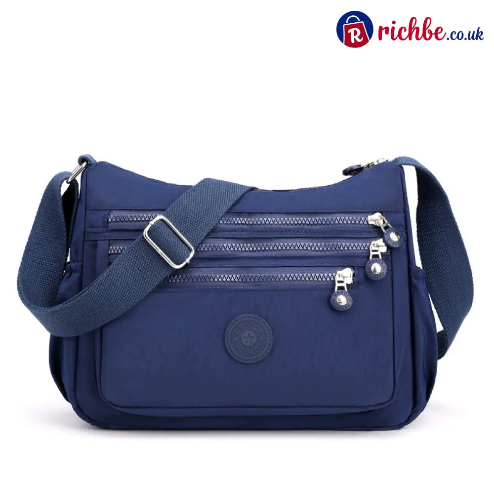 🎒 Multi-Pocket Campus Nylon Crossbody Bag - Royal Blue