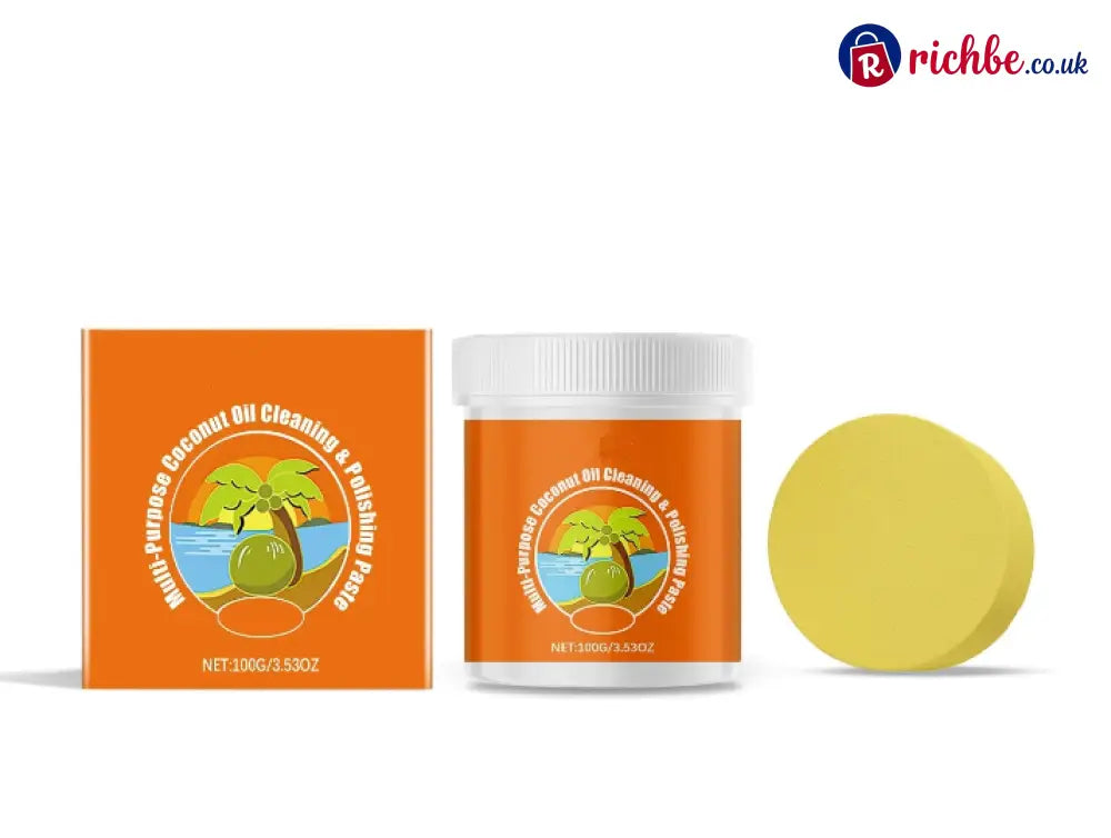 Multi-Purpose Coconut Oil Cleaning & Polishing Paste - 100g and a scouring sponge / Buy 1