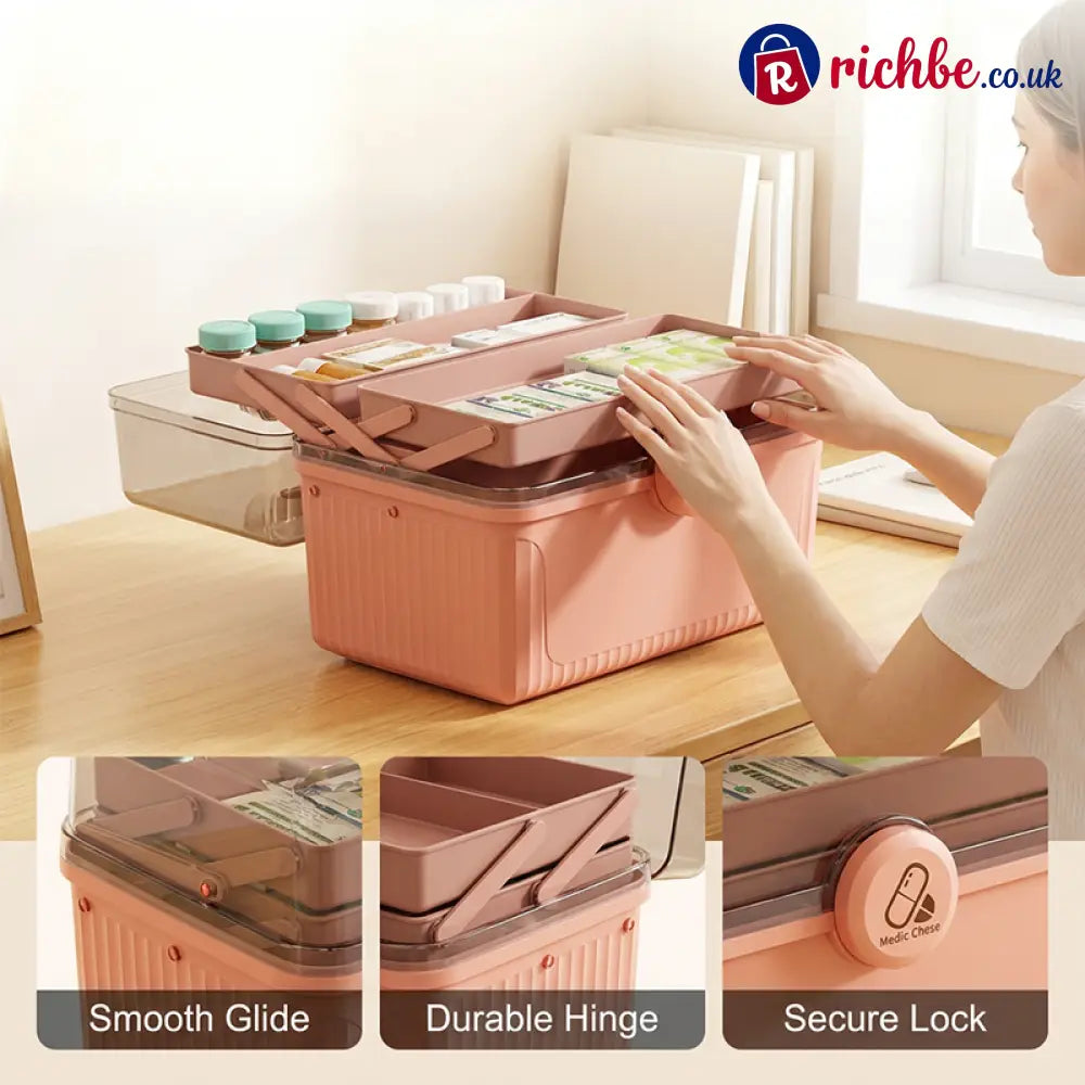 Multi-Tier First Aid Kit Organizer with Clear Lid - Houseware & Kitchen