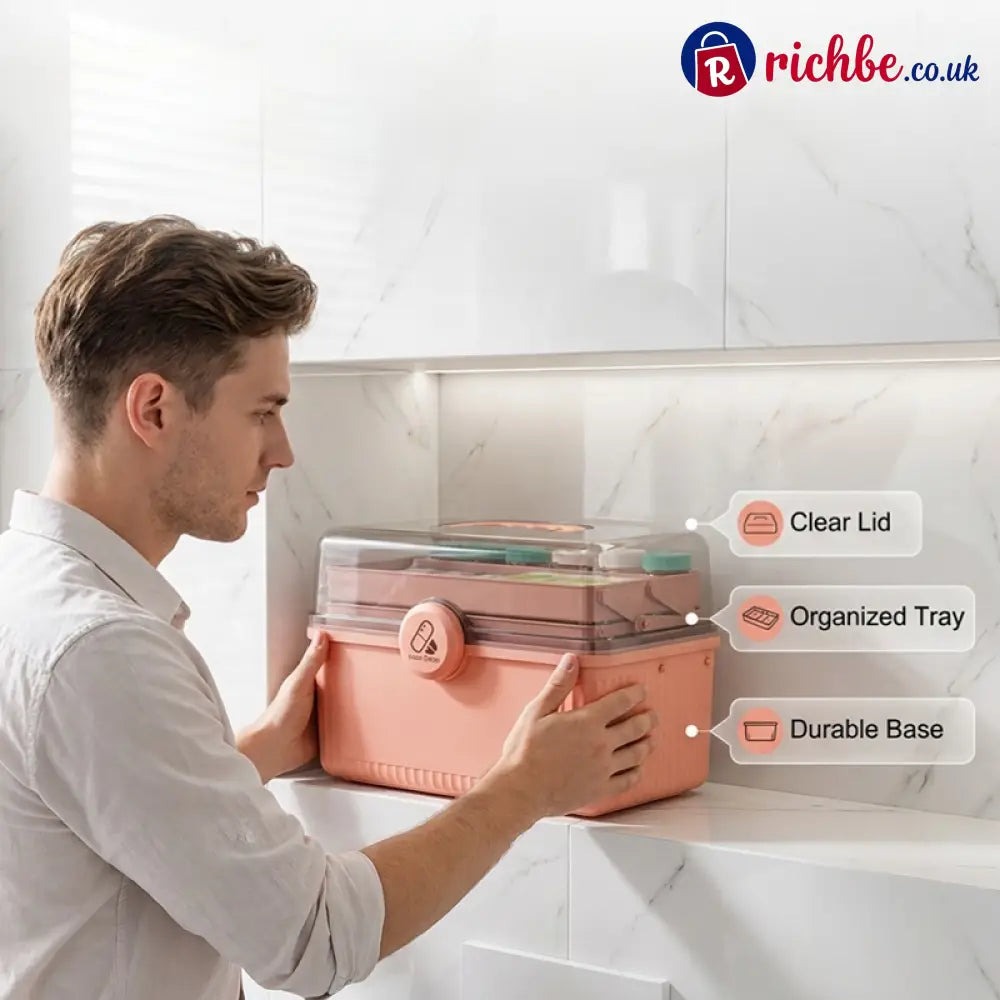 Multi-Tier First Aid Kit Organizer with Clear Lid - Houseware & Kitchen