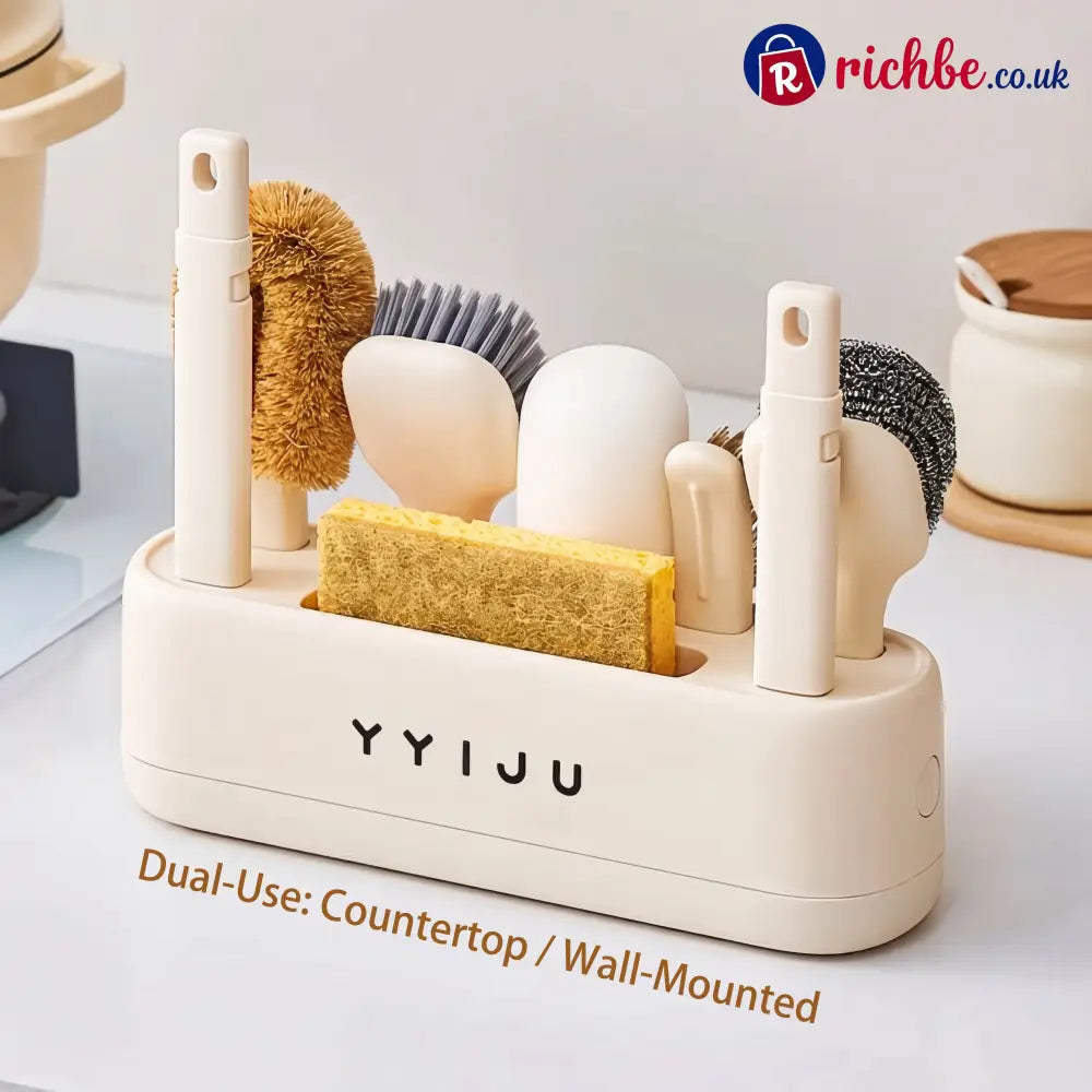 Multifunction Kitchen Cleaning Brush Set with Storage Holder