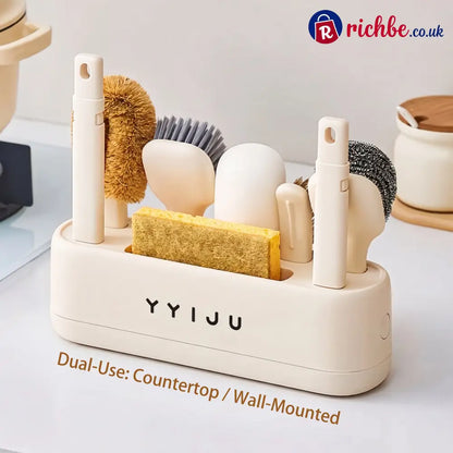 Multifunction Kitchen Cleaning Brush Set with Storage Holder