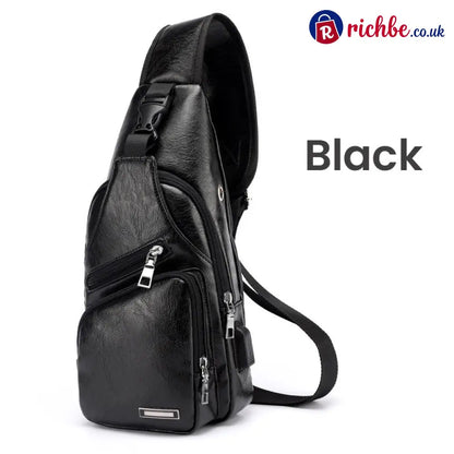 Multifunctional High Quality Leather Chest Bag 💼 - Black - Clothing & Accessories