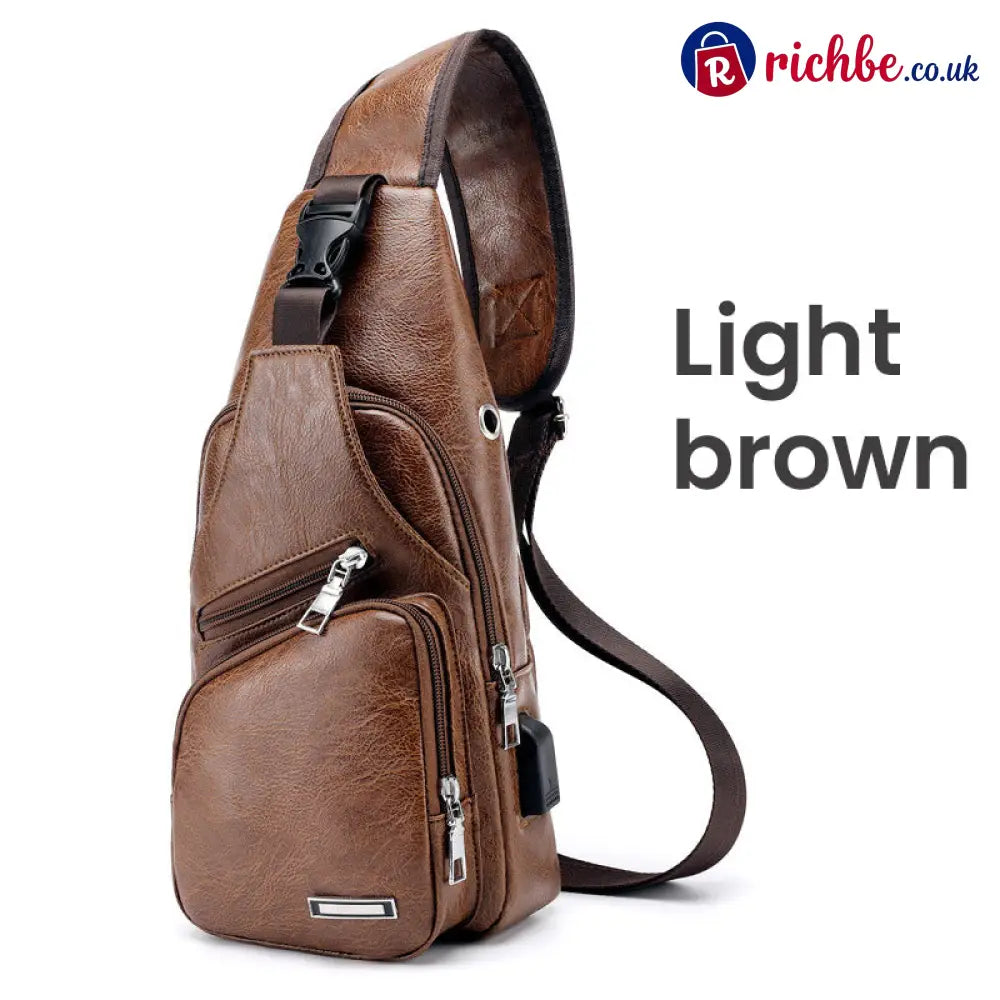 Multifunctional High Quality Leather Chest Bag 💼 - Light Brown - Clothing & Accessories