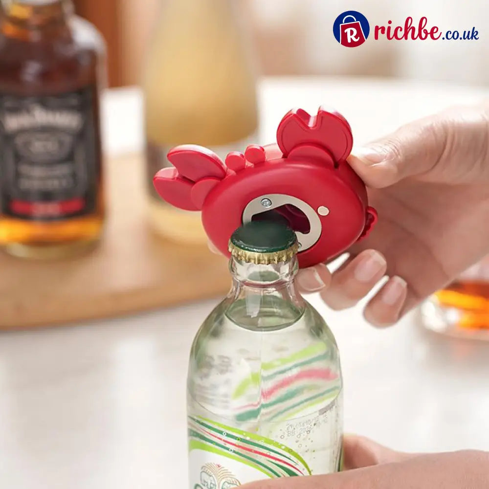 🦀 Multifunctional Magnetic Crab-Shaped Bottle Opener – Strong magnet & rust-proof – Catches caps great for fridge or