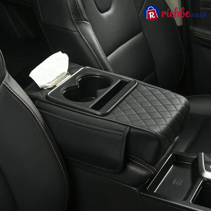 🔥Multifunctional PU Leather Car Armrest Box Mat 😍 - Black🔥