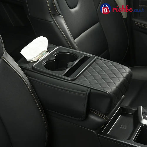 🔥Multifunctional PU Leather Car Armrest Box Mat 😍 - Black🔥