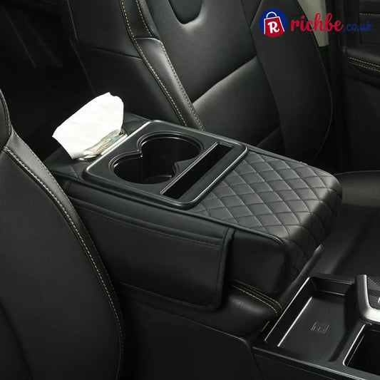 🔥Multifunctional PU Leather Car Armrest Box Mat 😍 - Black🔥