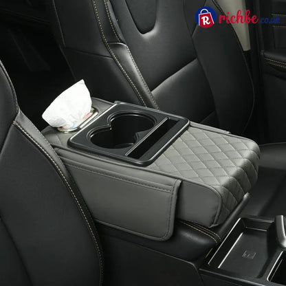 🔥Multifunctional PU Leather Car Armrest Box Mat 😍 - Gray 💖